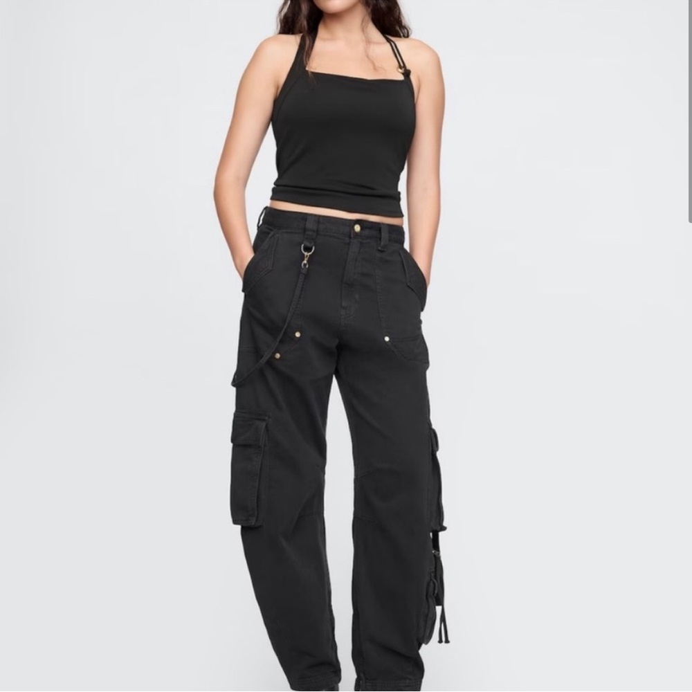 Cult Gaia X Gap Collab Brand New Cargo Barrel Denim Pants Black Size 8